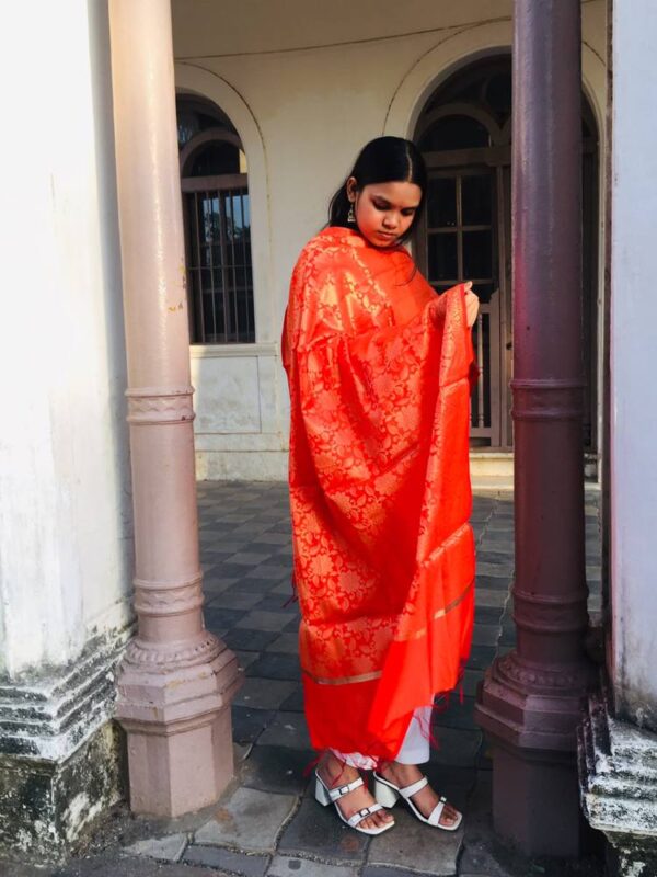 IMG1 - Bright Red Woven Dupatta – Traditional Festive Elegance