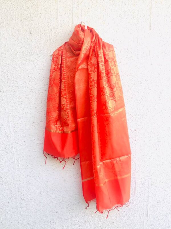 IMG4 - Bright Red Woven Dupatta – Traditional Festive Elegance