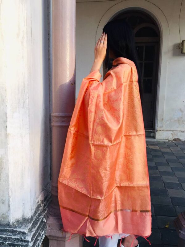 IMG2 - Peach Woven Dupatta – Elegant Festive Attire