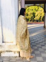 IMG2 - Handcrafted Chanderi Block Printed Dupatta – Green Paisley Charm