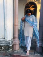 IMG2 - Handcrafted Kota Block Printed Dupatta – Blue Paisley Elegance