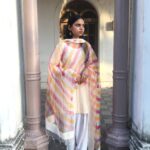 IMG1 - Elegant Chiffon Dupatta – Multicolor Striped Grace