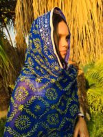 Handcrafted Georgette Hand-Embroidered Dupatta – Royal Blue Elegance - Image 3