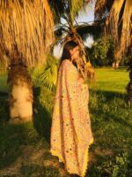 Handcrafted Chanderi Cotton Hand-Embroidered Dupatta – Sunshine Blossom - Image 2