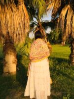 Handcrafted Chanderi Cotton Hand-Embroidered Dupatta – Sunshine Blossom - Image 3