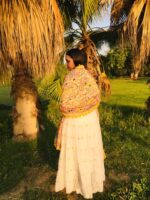 Handcrafted Chanderi Cotton Hand-Embroidered Dupatta – Sunshine Blossom - Image 4