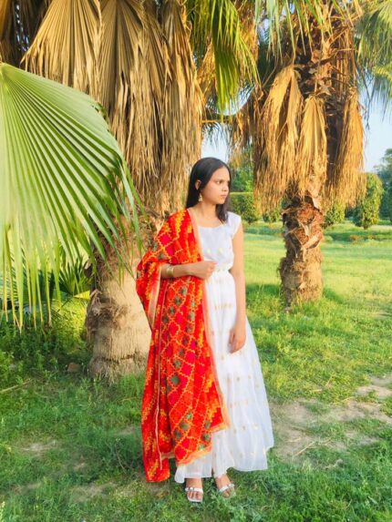 IMG2 - Handcrafted Georgette Phulkari Dupatta – Vibrant Red Elegance