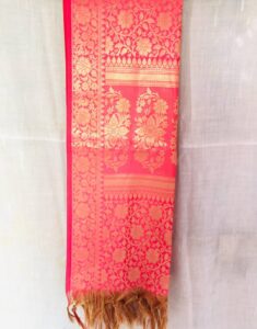 Pure Banarasi Art Dupatta – Elegant Rani Pink - Image 4