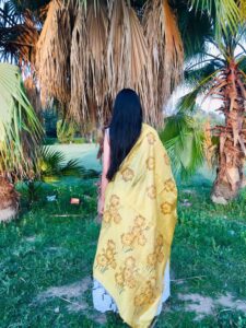 Hand-Painted Cotton Dupatta – Mustard Blossom - Image 4