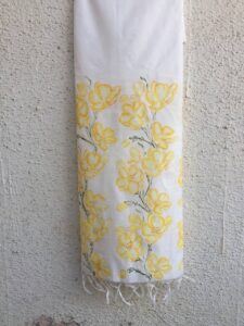 Hand-Painted Cotton Dupatta – Yellow Bloom - Image 4