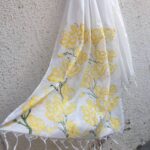 Hand-Painted Cotton Dupatta – Yellow Bloom - Image 3