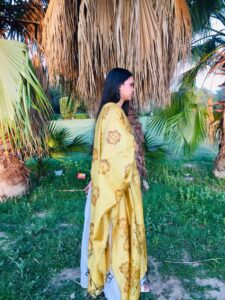 Hand-Painted Cotton Dupatta – Mustard Blossom - Image 3